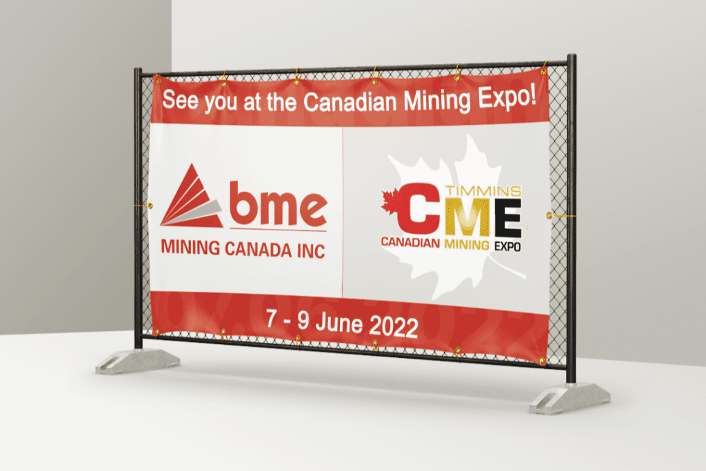 canadian mining expo 22 linkedin panner pre launch vinyl banner in empty space mockup template 1