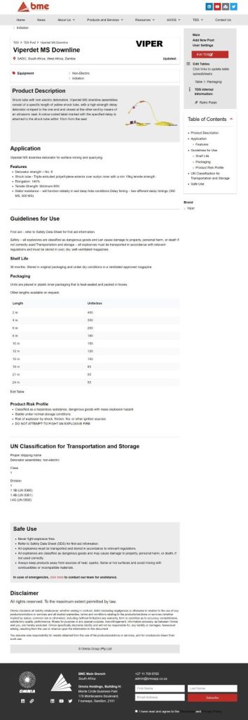 BME Technical Data Sheets Viperdet MS Downline Version 1 1