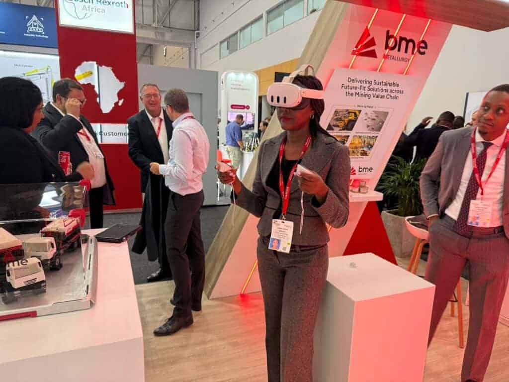 BME team interacting with VR at the Mining Indaba 2025